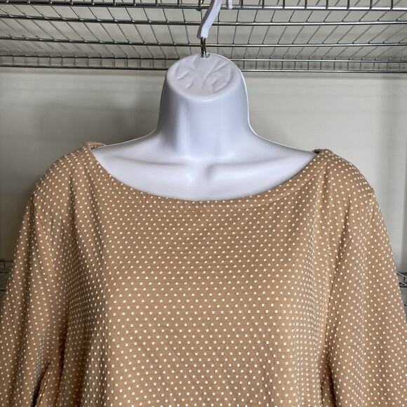 Talbots Women’s Beige Mini Swiss Dot Top Size 3XP Flowy Bell Sleeves Coastal - Picture 7 of 10